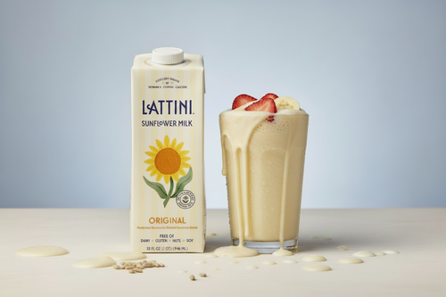 Lattini Original Sunflower Milk shake with strawberries and bananas